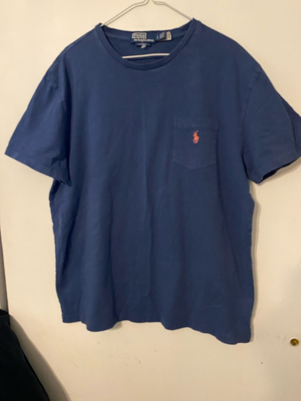 Ralph Lauren Navy Short-Sleeve Pocket Tee with Coral Pony